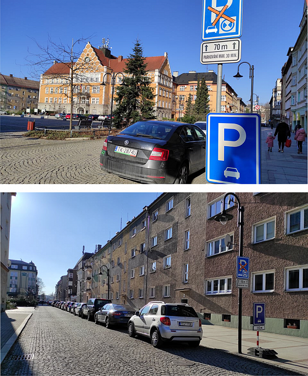 Tymczasowy parking na rynku w Czeskim Cieszynie