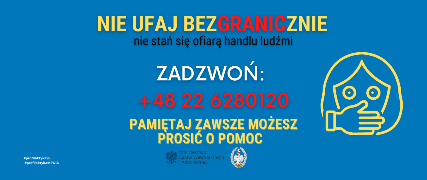 Niebieski plakat informacyjny