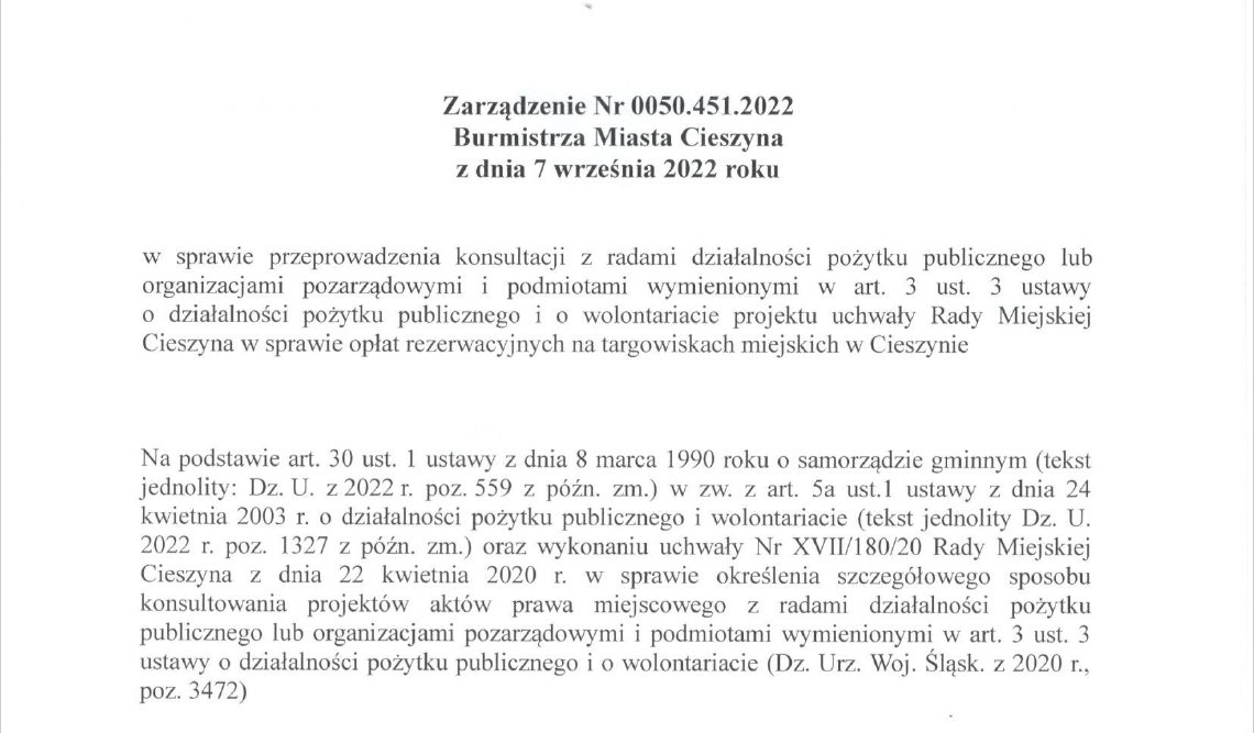 Fragment skanu podpisanego zarządzenia