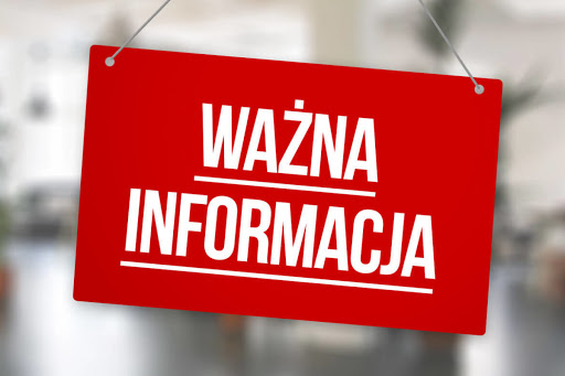 Grafika informacyjna z napisem: Ważna informacja