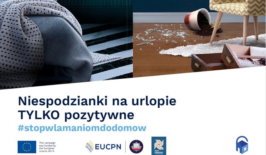 plakat kampanii informacyjnej - mieszkanie po włamaniu (mat. EUCPN)