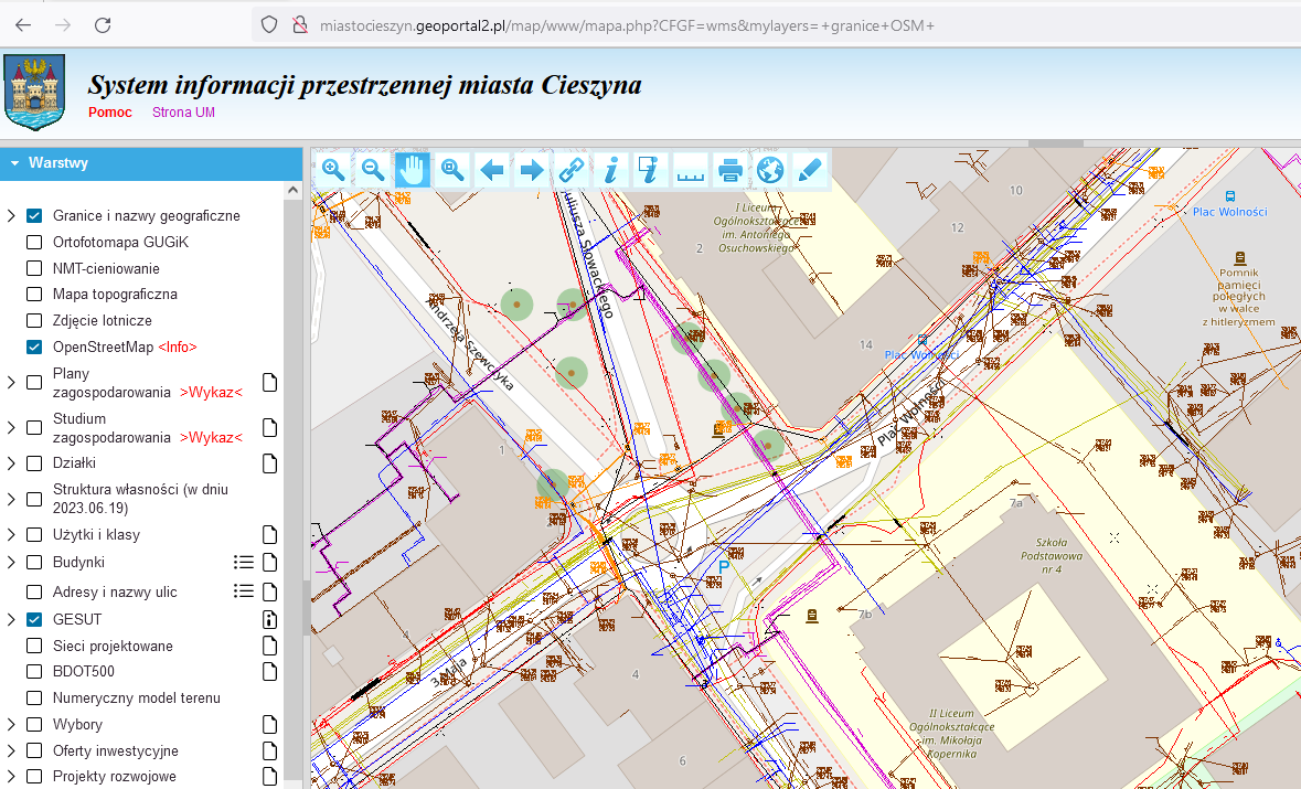 wygląd geoportalu dla miasta Cieszyn (mat. UM)