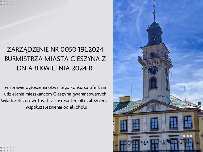 Informacja o Zarządzeniu Burmistrza Miasta Cieszyna fot. BSK 
