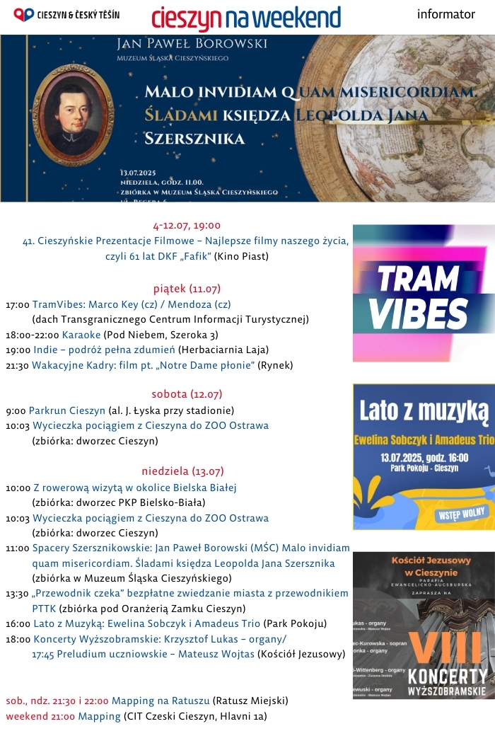 rozpiska weekendowa (mat. UM Cieszyn)