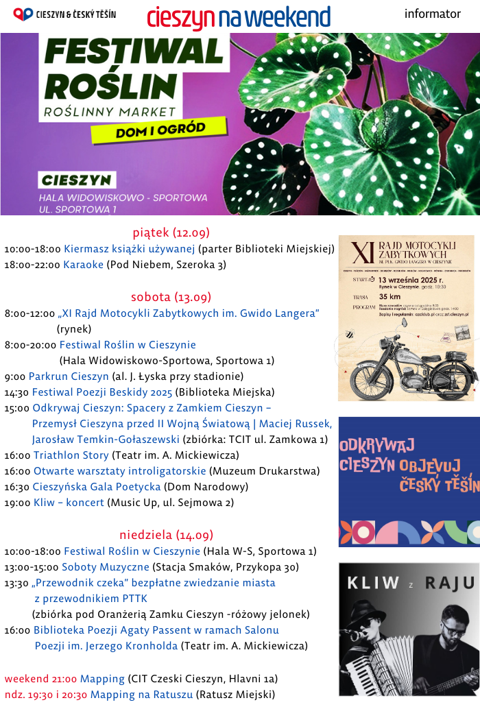 rozpiska weekendowa (mat. UM Cieszyn)