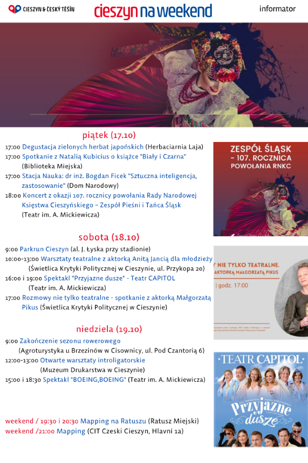 rozpiska weekendowa (mat. UM Cieszyn)