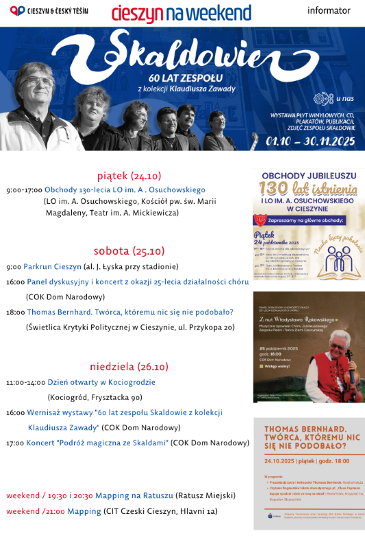 rozpiska weekendowa (mat. UM Cieszyn)