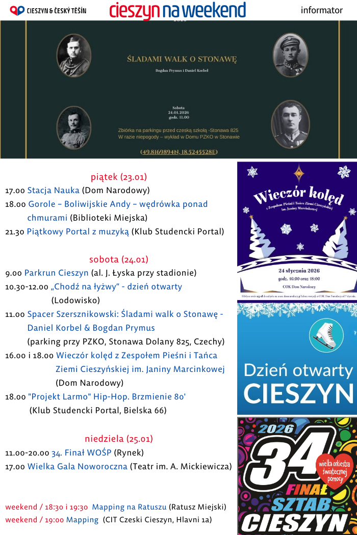 Rozpiska weekendowa (mat. UM Cieszyn)