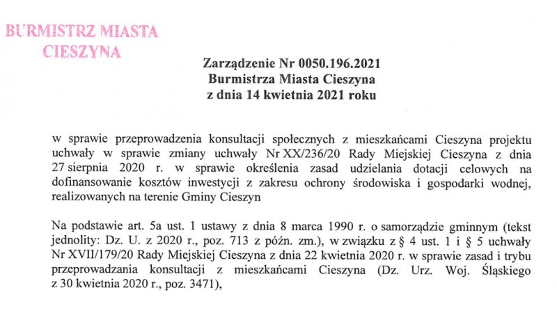 Zarządzenie nr 0050.196.2021