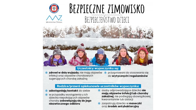 plakat dotyczący bezpieczeństwa w czasie ferii zimowych, mat.pras