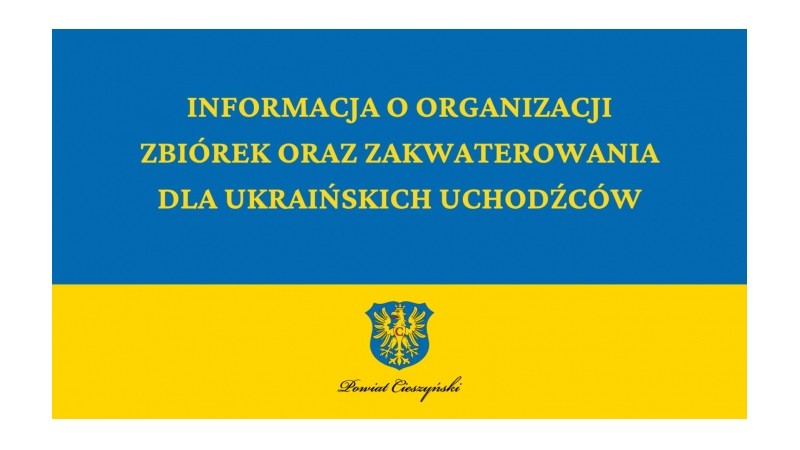 plakat w barwach Ukrainy z apelem z informacją o organizacji zbiórki 