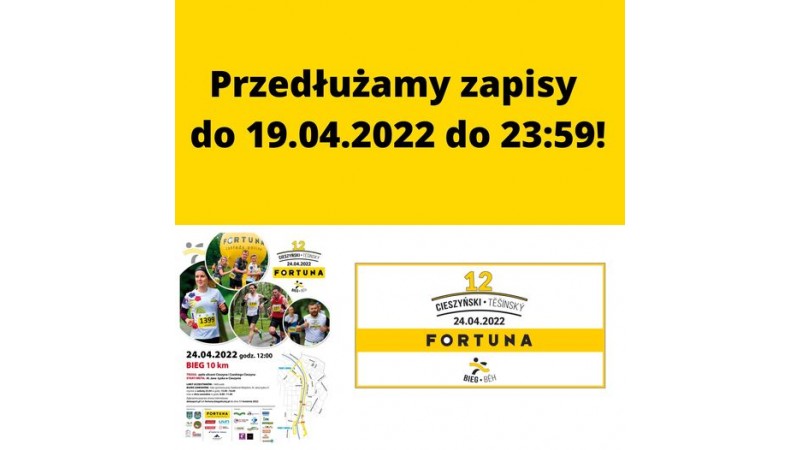 Cieszyn: Zapisy na 12. Cieszyński FORTUNA Bieg przedłużone do 19.04!