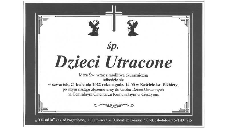 Nekrolog -  złożenie urny do Grobu Dzieci Utraconych 