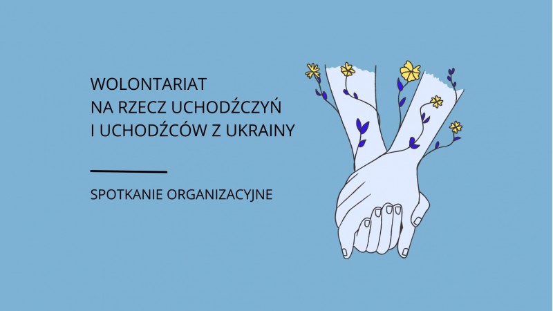 Obrazek przedstawia złączone dłonie, które okalają kwiatki w barwach narodowych UA, grafika: Granica dla Granicy 