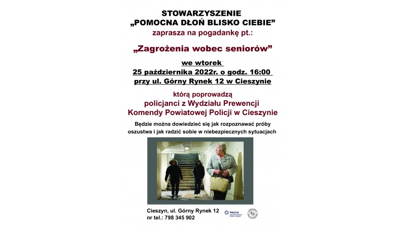 Plakat dotyczący zagrożeń wobec seniorów