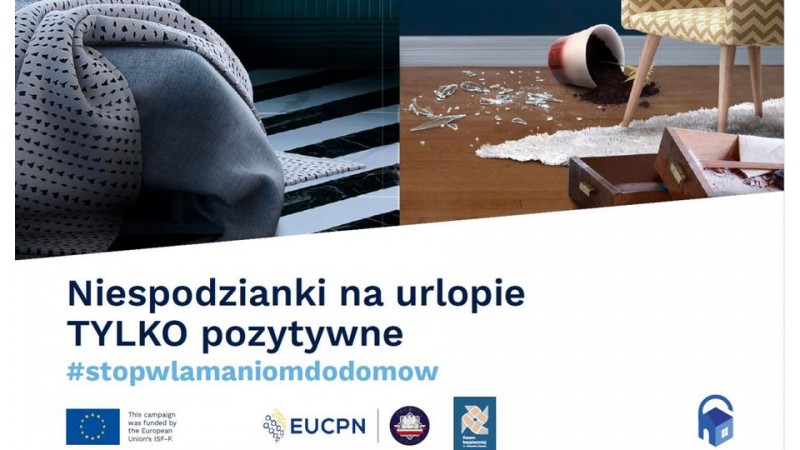 plakat kampanii informacyjnej - mieszkanie po włamaniu (mat. EUCPN)