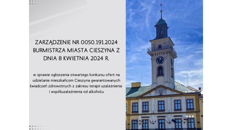 Informacja o Zarządzeniu Burmistrza Miasta Cieszyna fot. BSK 