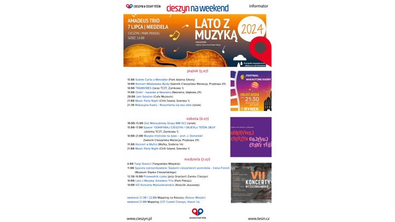 rozpiska weekendowa (mat. UM Cieszyn)