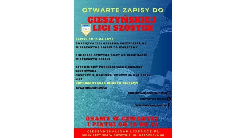 Plakat informujący o Cieszyńskiej Lidze Szóstek