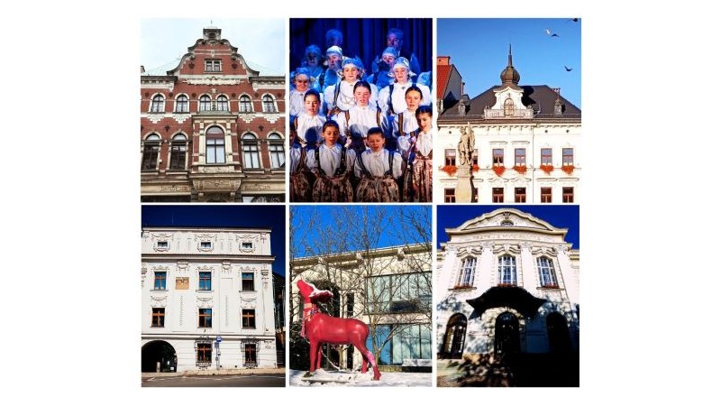 Kolaż przedstawiający cieszyńskie instytucje kultury