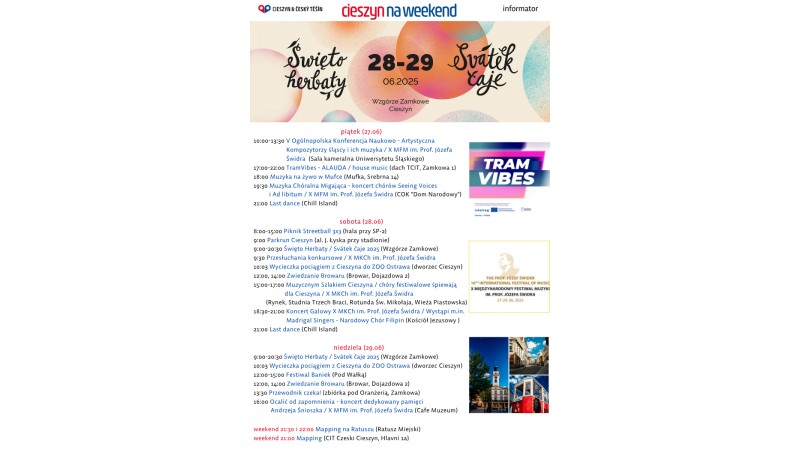 rozpiska weekendowa (mat. UM Cieszyn)
