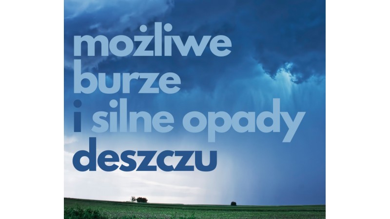 Grafika informująca o burzach i intensywnych opadach deszczu