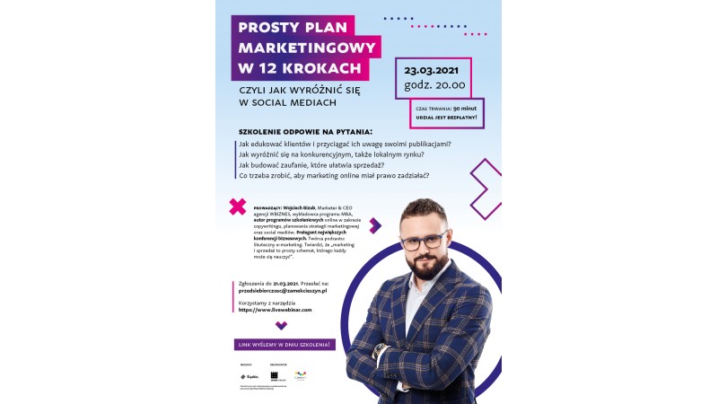 Plakat promujący wydarzenie - Prosty plan marketingowy w 12 krokach