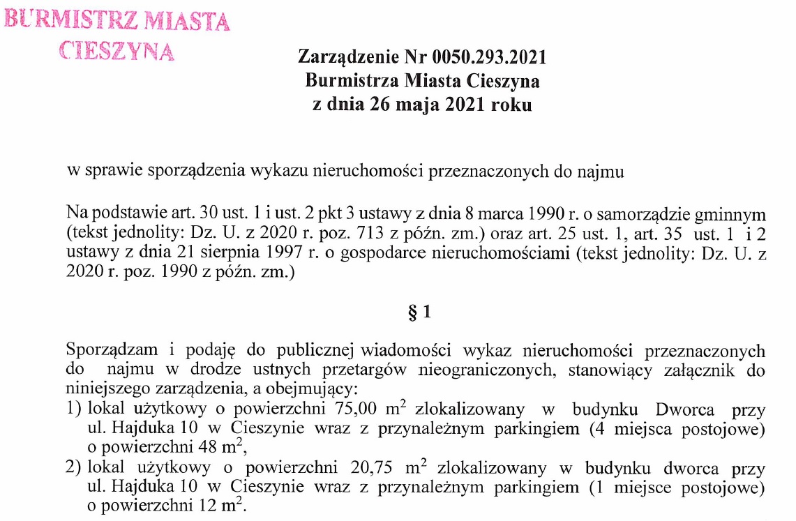 Zarządzenie  Nr 0050.293.2021